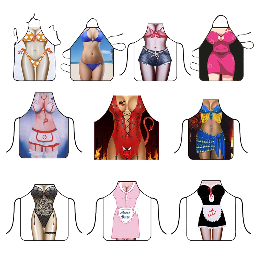 

Muscle Man Funny Kitchen Apron Sexy Women Cooking Pinafore Cooking Baking Party Cleaning Cute Aprons