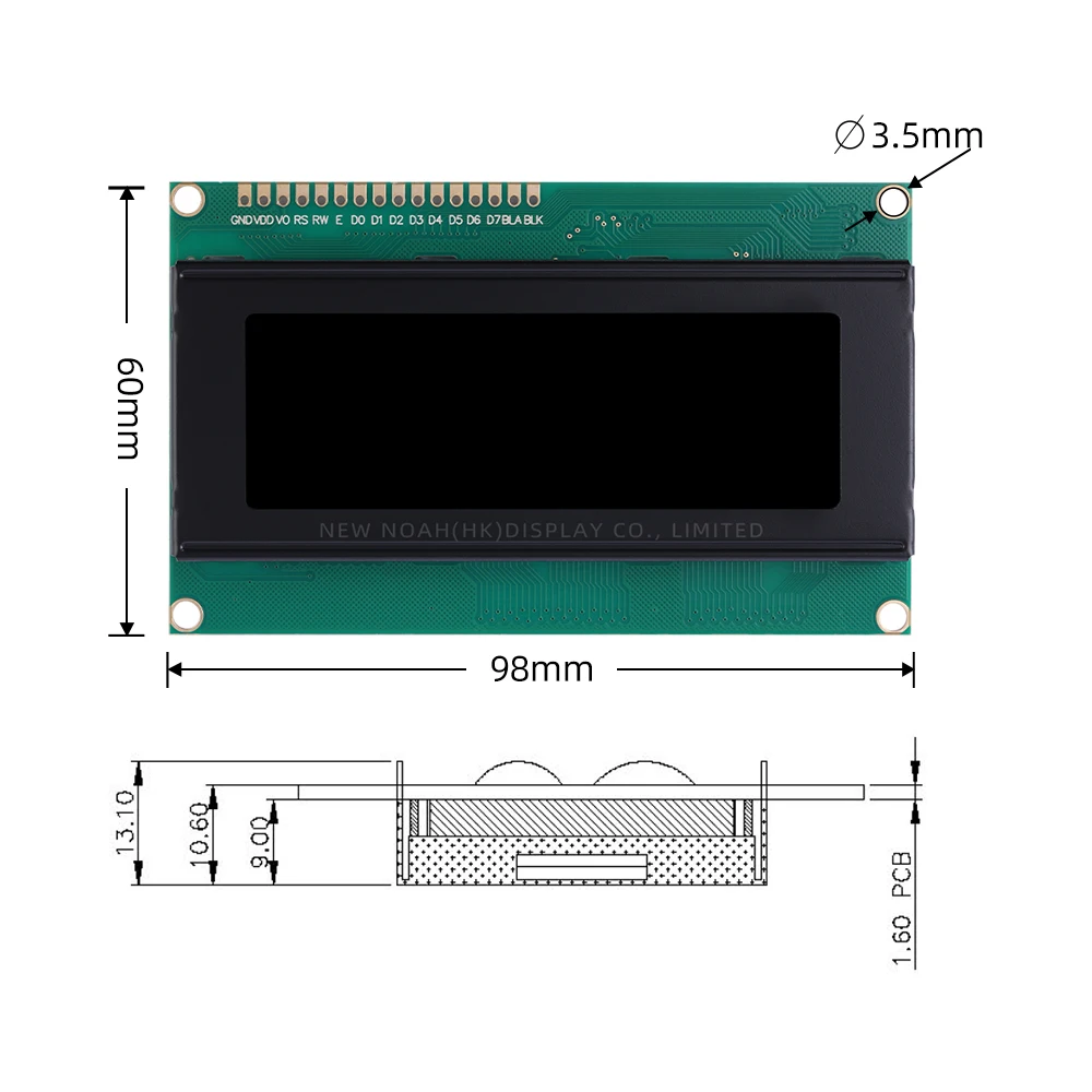 BTN черная пленка фиолетовый 2004A 3 В ЖК-модуль 4*20 98*60 мм ST7066U оснащенный светодиодной