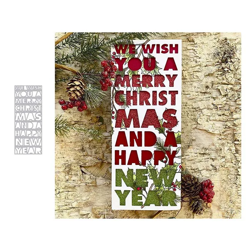 

Merry Christmas Letters Border Metal Cutting Dies Craft for Scrapbooking Handmade Knife Mould Blade Punch Stencils Model Decor