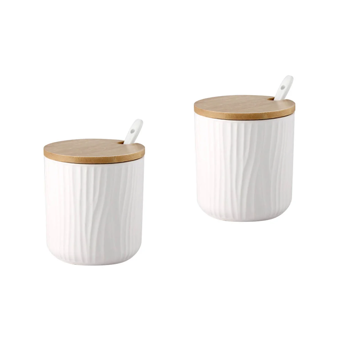 

Jars Condimentseasoning Ceramic Jar Lidsspoons Box Spoon Kitchen Organizer