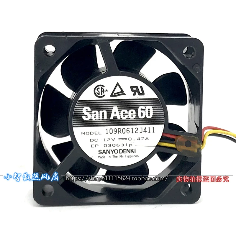 Оригинальный 109R0612J411 12 В 0.47A 6025 6 см 3-проводной двойной шарикоподшипник, высокая яркость воздуха, охлаждающий вентилятор