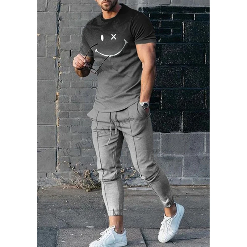 Мужская трендовая футболка люксовый бренд 2022 спортивный костюм брюки модная