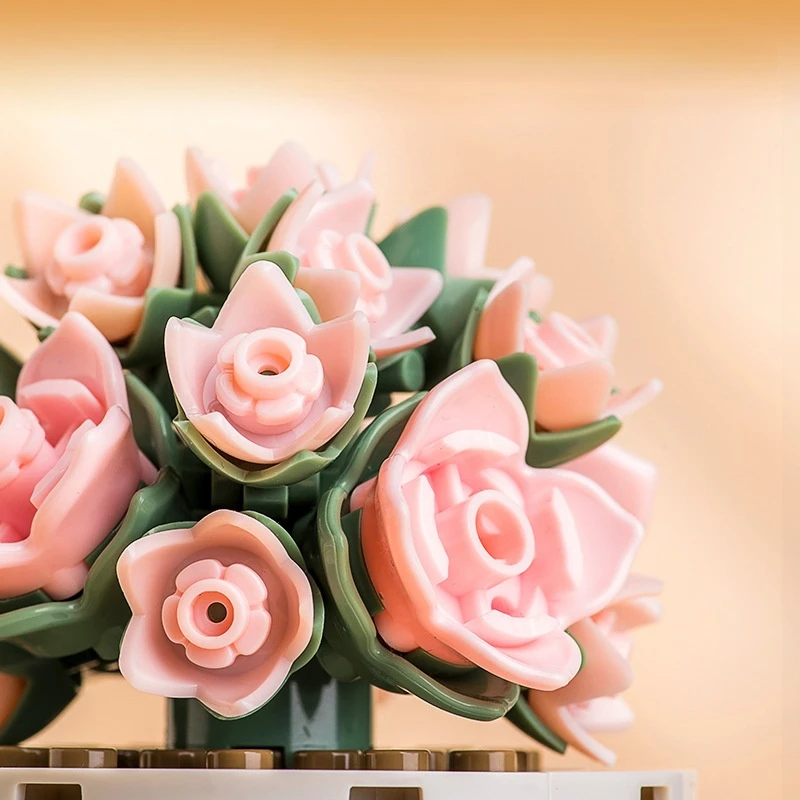 

DIY Flower Bouquet Roses Block Assembly Toy Building Block Bonsai Artificial Flower Creative Gifts for Home Decoration