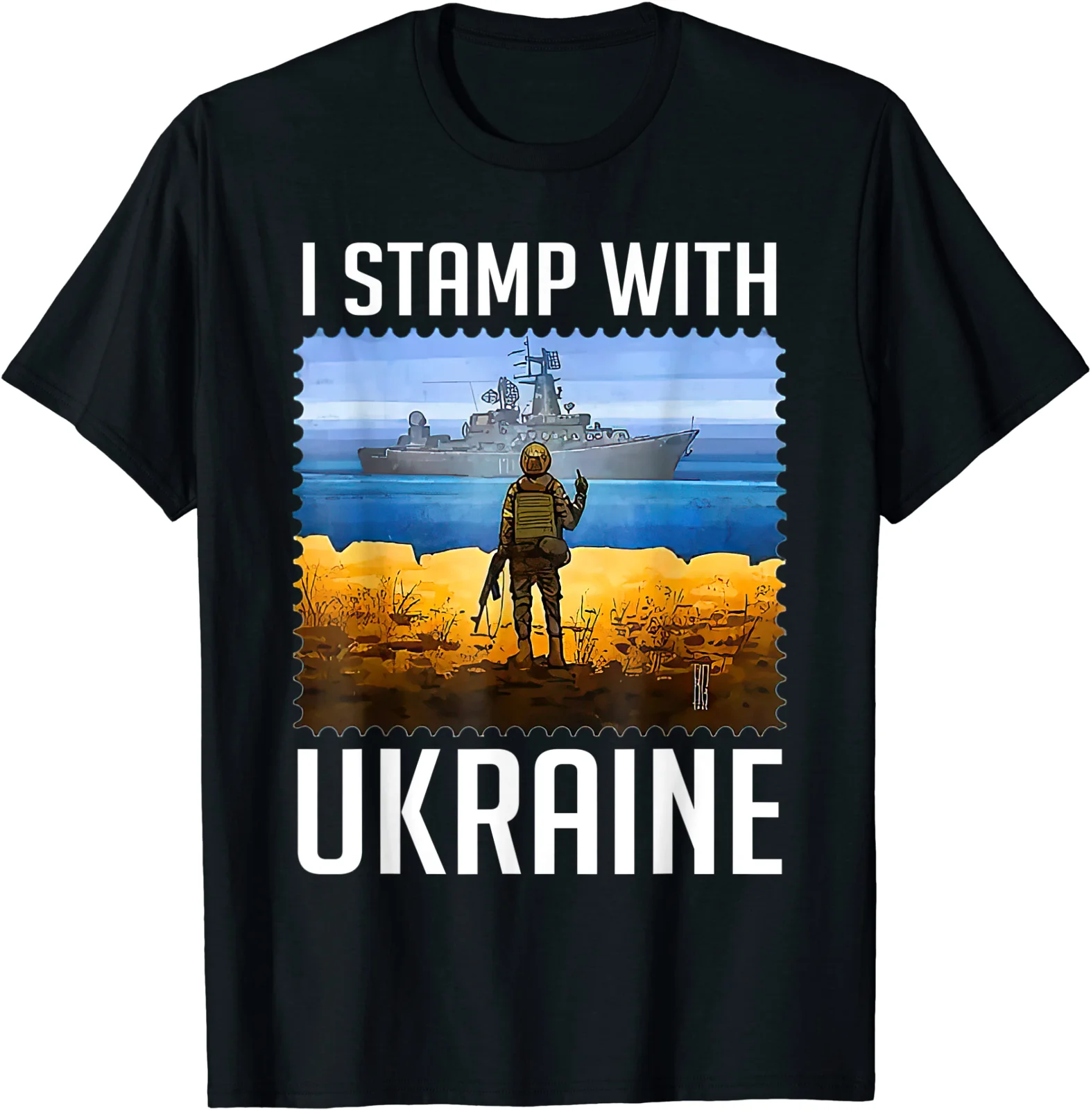 

Funny Printed Ukraine Postage Stamp Flag Pride T-Shirt Men's 100% Cotton Casual T-shirts Loose Top Size S-3XL