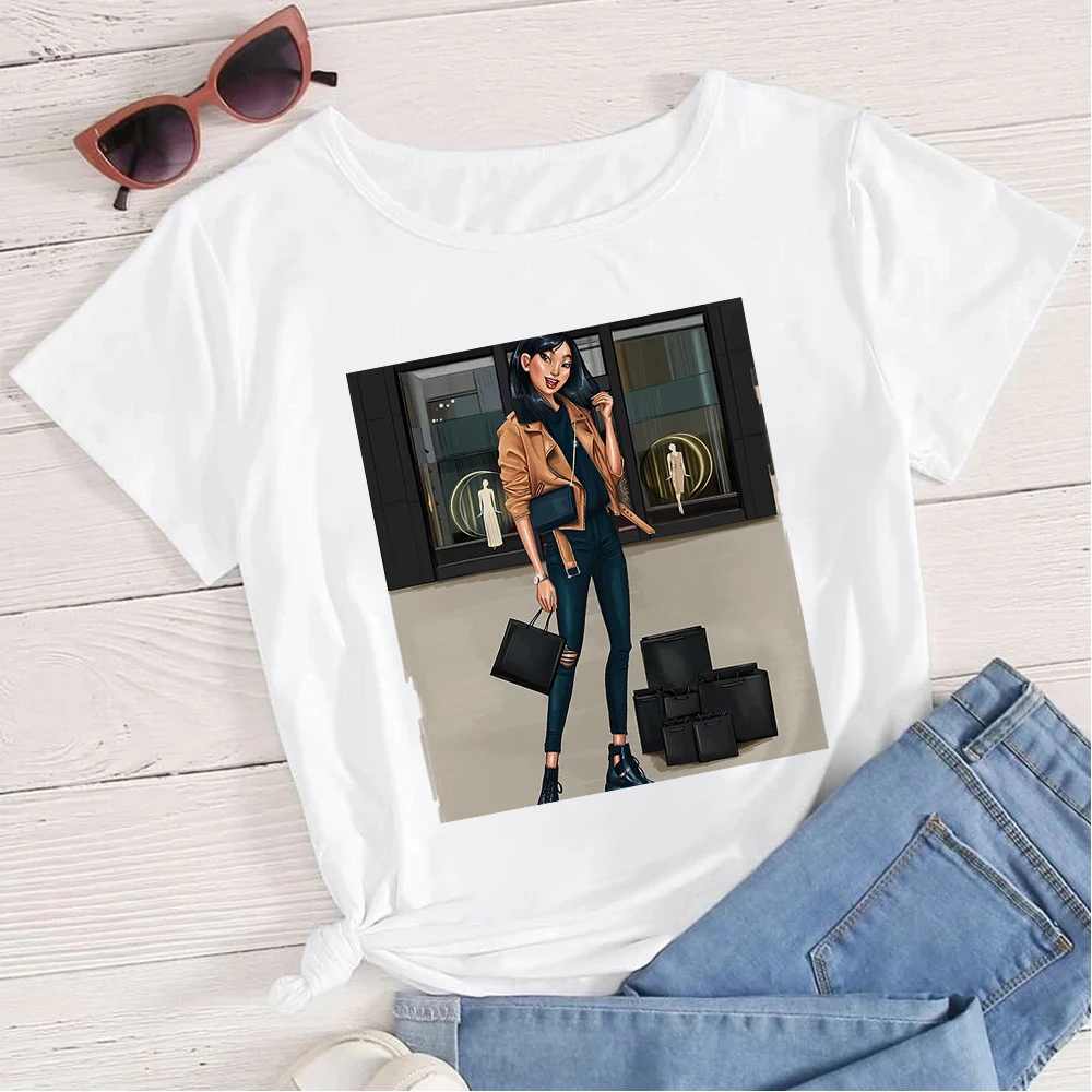 

Disney Women T-Shirt Summer New Fashion Mulan Print Graphic Female T Shirt High Quality Short Sleeve Casual Style Lady Tops Tees