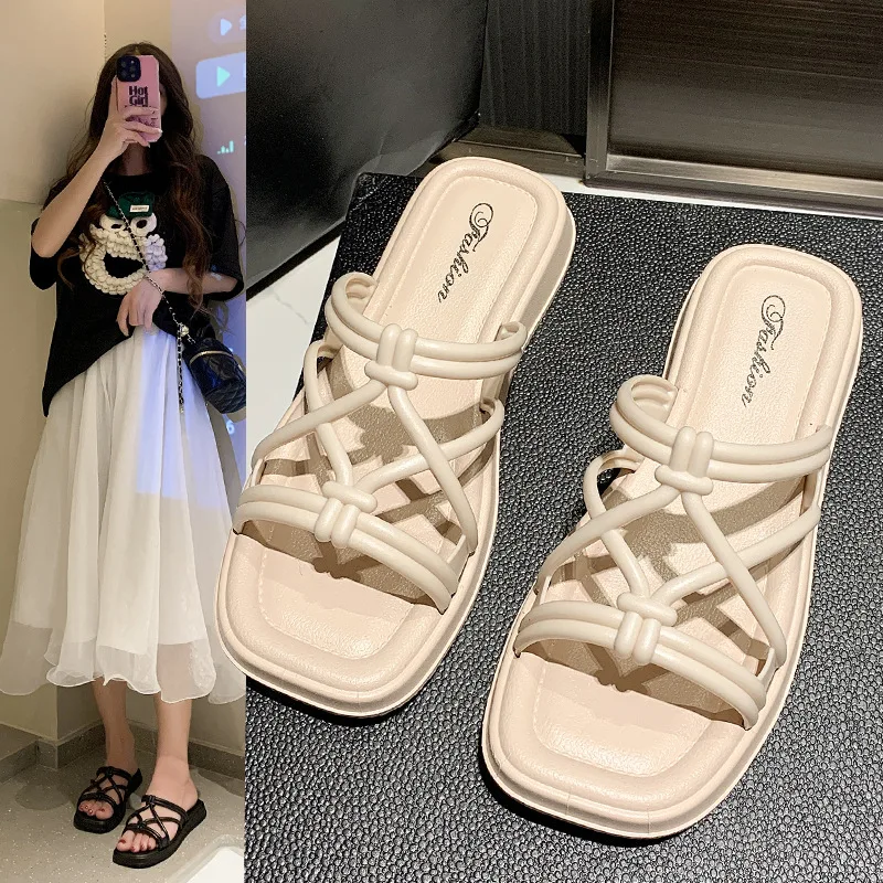 

Шлепанцы женские с открытым носком, сандалии и тапочки с мягкой подошвой, верхняя одежда, модные Универсальные, весна 2023