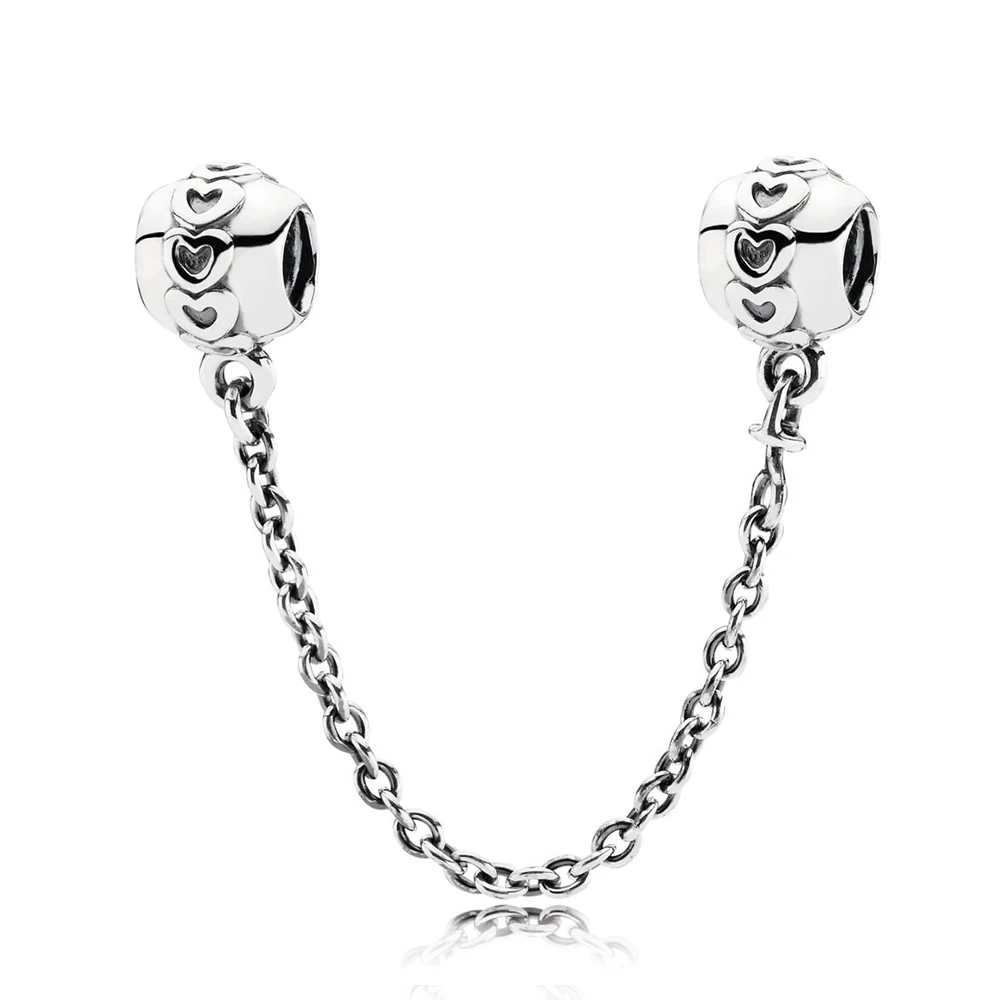jewelry 100% 925 Sterling Silver pan Fit 1:1 charm Silver star bow love flower drop star clear beads CZ safety chain