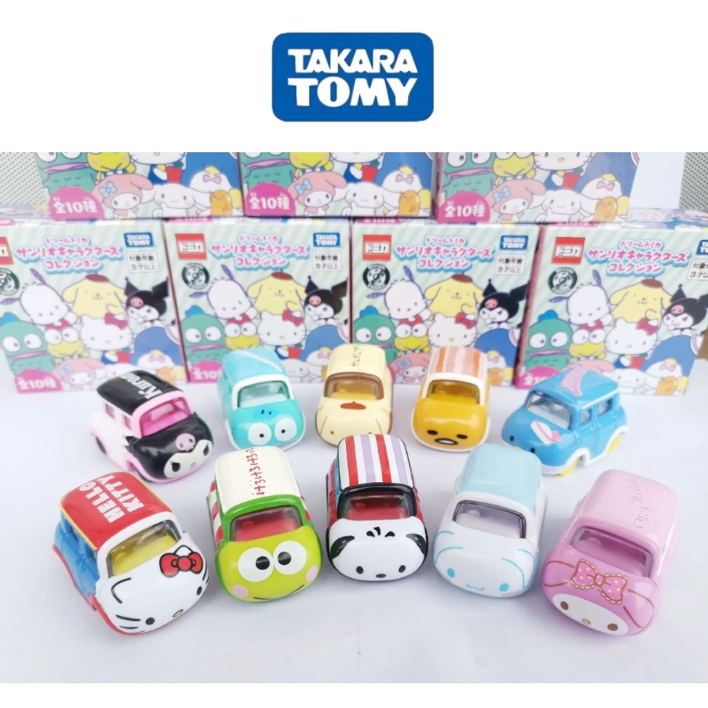 

Takara Tomy Toy Tomica Alloy Car Sanrio Kuromi KT Cat Kawai Anime Action Figure Keroppi Diecast 1/64 Metal Model Children Gifts