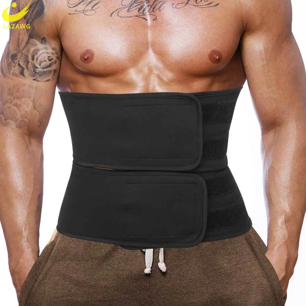 LAZAWG Men Waist Trainer Tummy Belt Weight Loss Sweat Corset Belly Cincher Girdles Band Neoprene Body Shaper Fat Burner Slimming