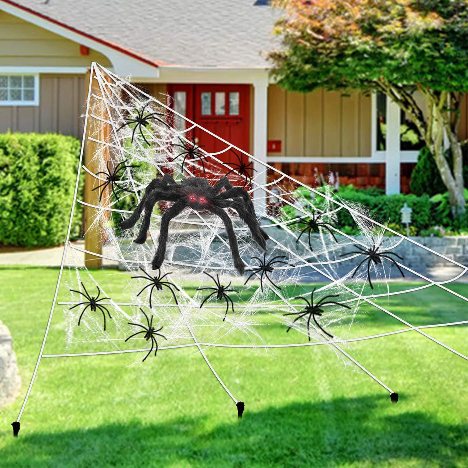 

Большой паук на Хэллоуин 16.4ft, веб-Декор, гигантские поддельные пауки, уличные украшения, искусственная пушистая искусственная звезда для Хэ...