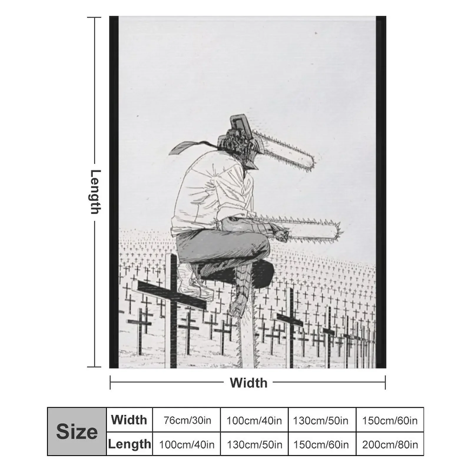 Бензопила Денджи на могильном поле Декоративное одеяло манга Винтажные одеяла