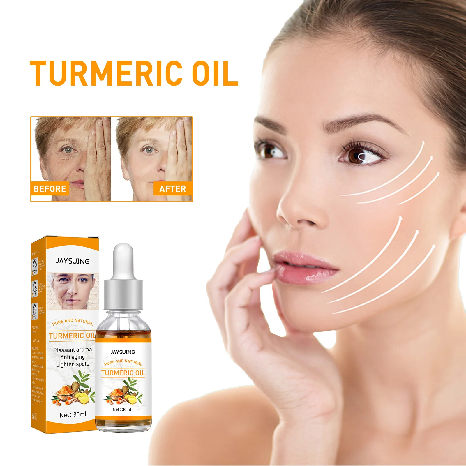 

30ml Turmeric Oil Facial Serum Brightening Hydrating Soothing Repairing Anti Acne Oil Control Shrink Pores Anti Aging Skin Care