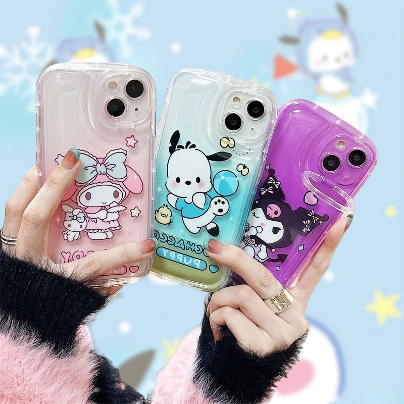 

Cute Kuromi Mobile Phone Case Kawaii Anime Sanrio Pochacco Mymelody iPhone 14 13 12 11 X Plus Pro Max Phone Holder Gifts Toys