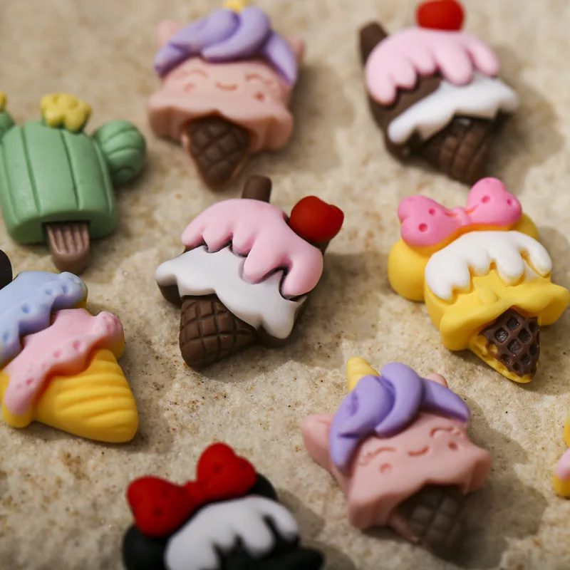 

20Pcs/Bag Nail Art Charms 3D Cute Colorful Ice Cream For Nails Decorations DIY Cartoon Stereoscopic Resin Manicure Accessories