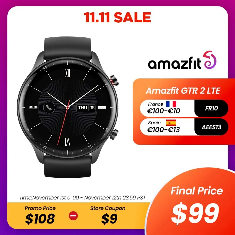  Amazfit GTR 2 LTE Smartwatch Independent Calls Music Play Fitness Track Smart Watch For Android iOS Phone 