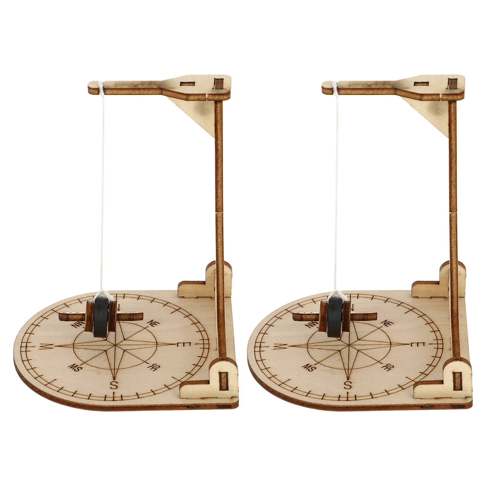 

2 Sets DIY Compass Wood Toys Science Learning Kit Handmade Education Suite Assembly Magnet Model Building Project Pupils