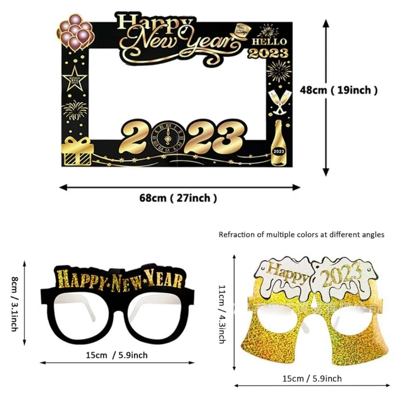 Новогодний реквизит для фотобудки канун Нового года бумажные очки фоторамка 2023
