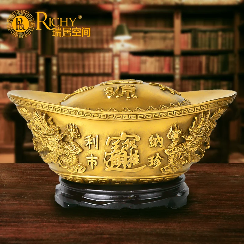 

2022 Professional Pure Copper Gold Ingot Decoration Copper Ingot Dragon And Phoenix Coin Home Decorations For Bank Cornucopia