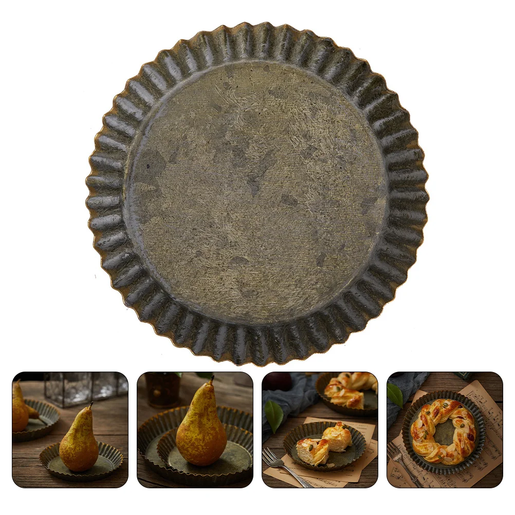 

Tray Plate Serving Metal Holder Iron Dish Jewelry Appetizer Dessert Plates Vintage Platter Rustic Sorting Bead Display