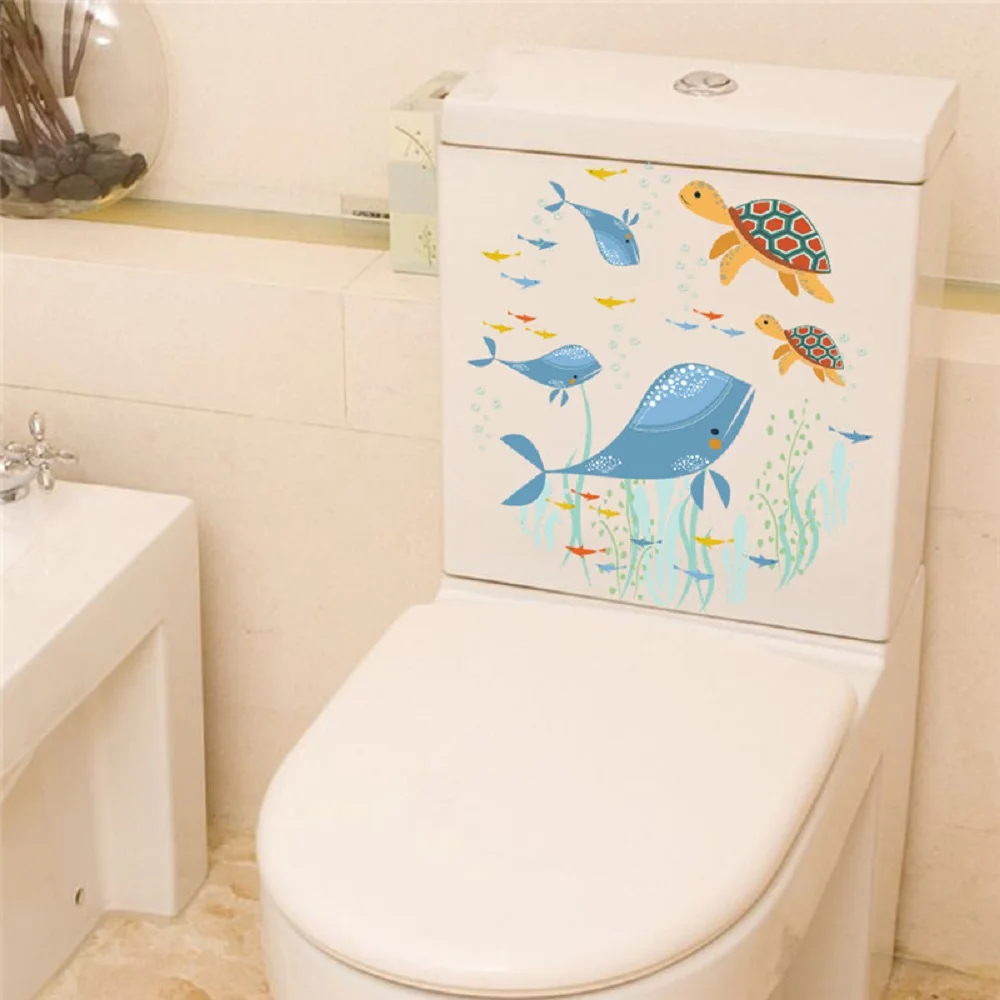 

Underwater Fish Tortoise Wall Stickers Decals Art Bathroom Window Refrigerator Toilet Bathroom Decoration