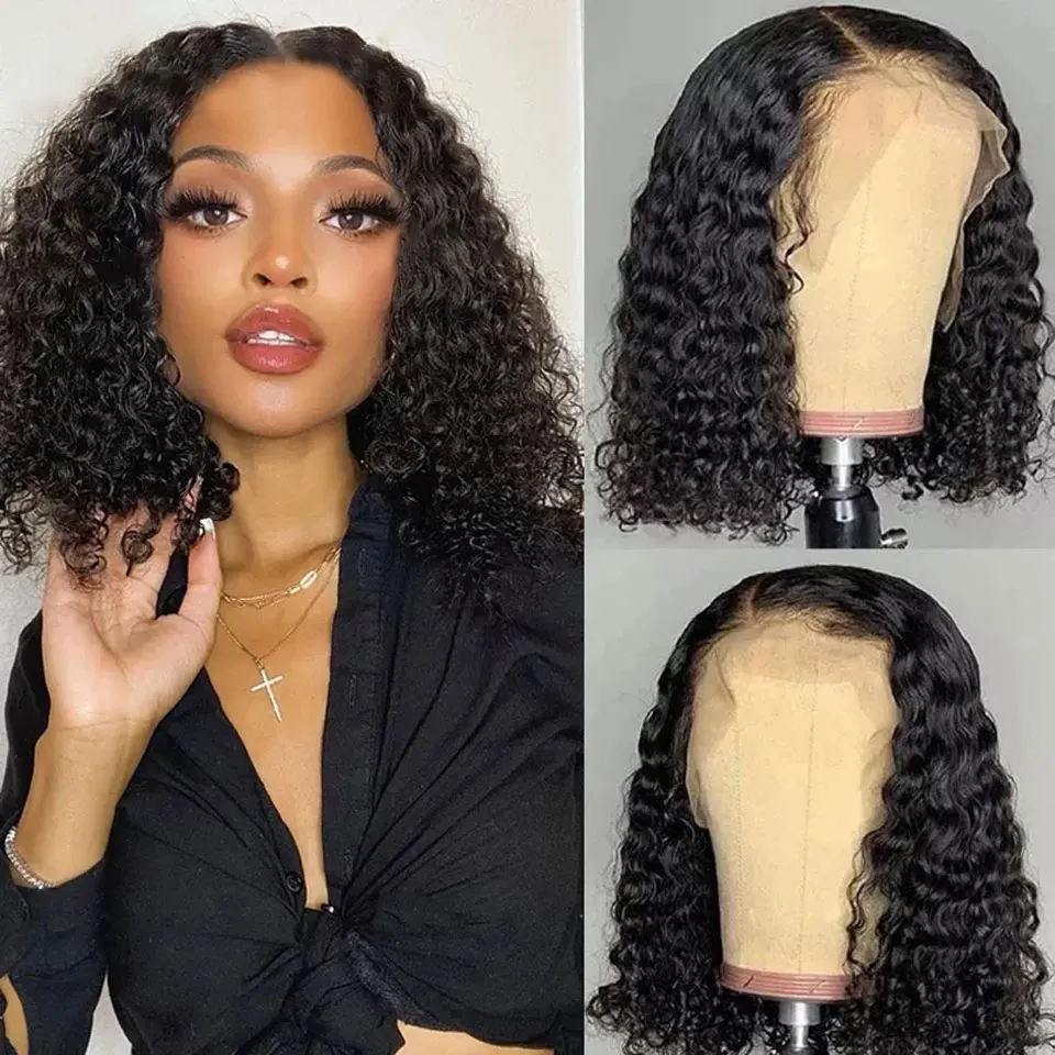 

Deep Wave Lace Front Wig Short Bob Wigs Human Hair Deep Curl Bob Curly Human Hair Wig Hairline Wigs For Women