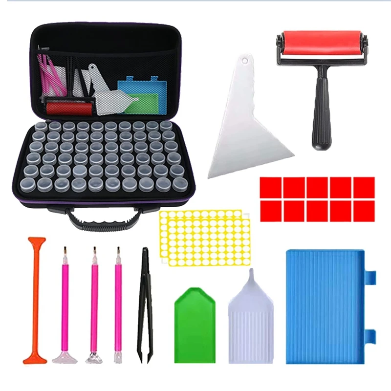 

5D Diamond Painting Accessory Boxes, Diamond Painting Storage Box With Straight Handle Roller