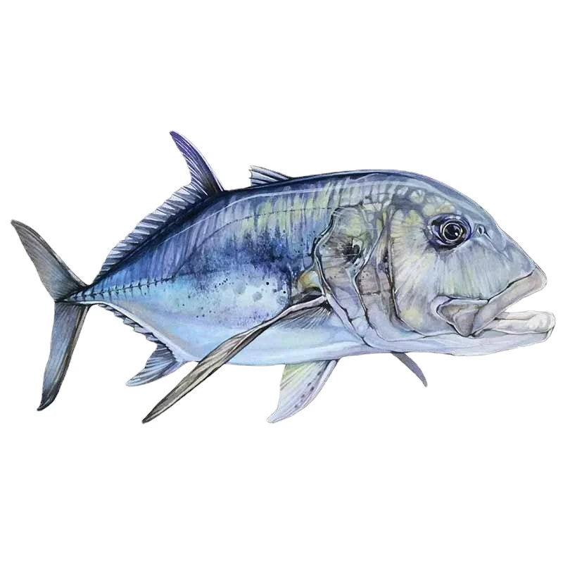 

Hot Sell For Giant Trevally Fish Waterproof Decal Scratch-proof Car Sticker DIY Occlusion Scratch Custom Printing