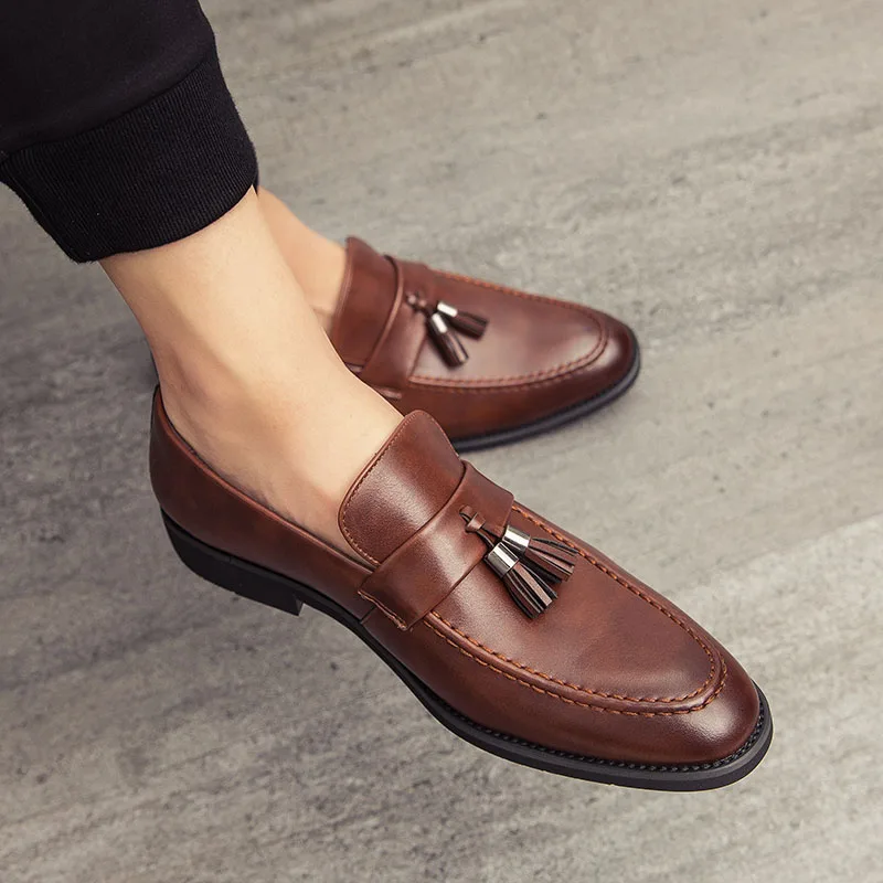 

Tassel Wedding Dress Office Designer Leather 38~46 Mens Luxury Business Male Driving Casual Original Shoes Men Loafers Drop Ship