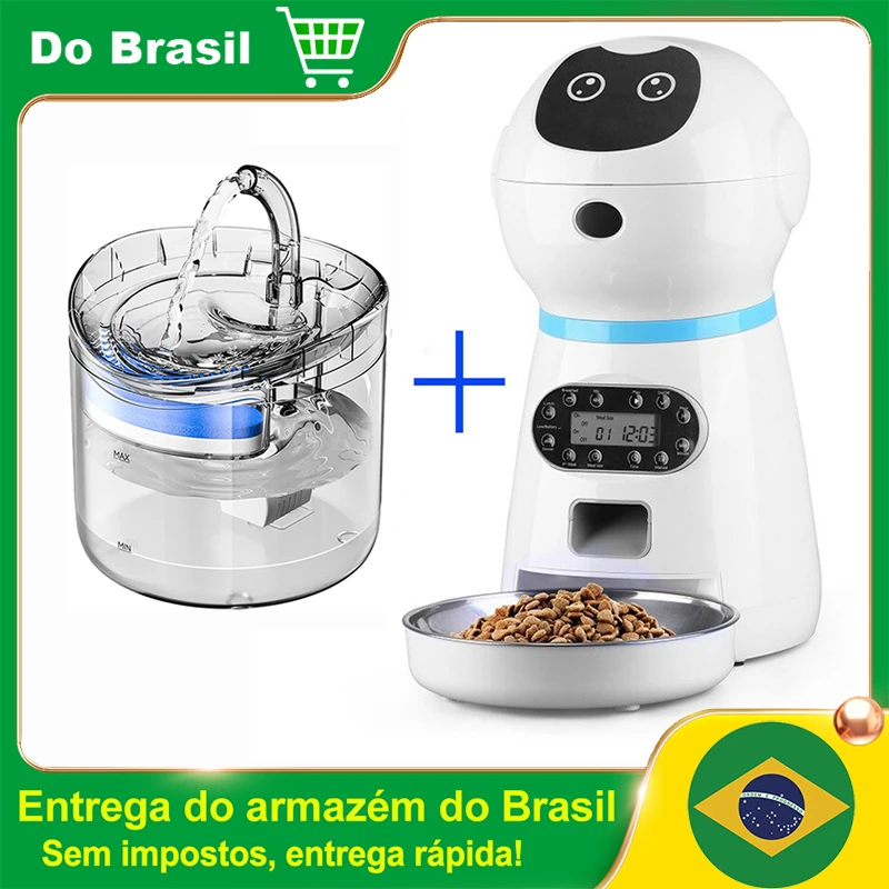 

3.5L Automatic Pet Feeder APP Smart Timed Dosing Feeder Cat Dog Food Dispenser 2.4L Auto Drink Fountain Water Feeder Cat Bowl