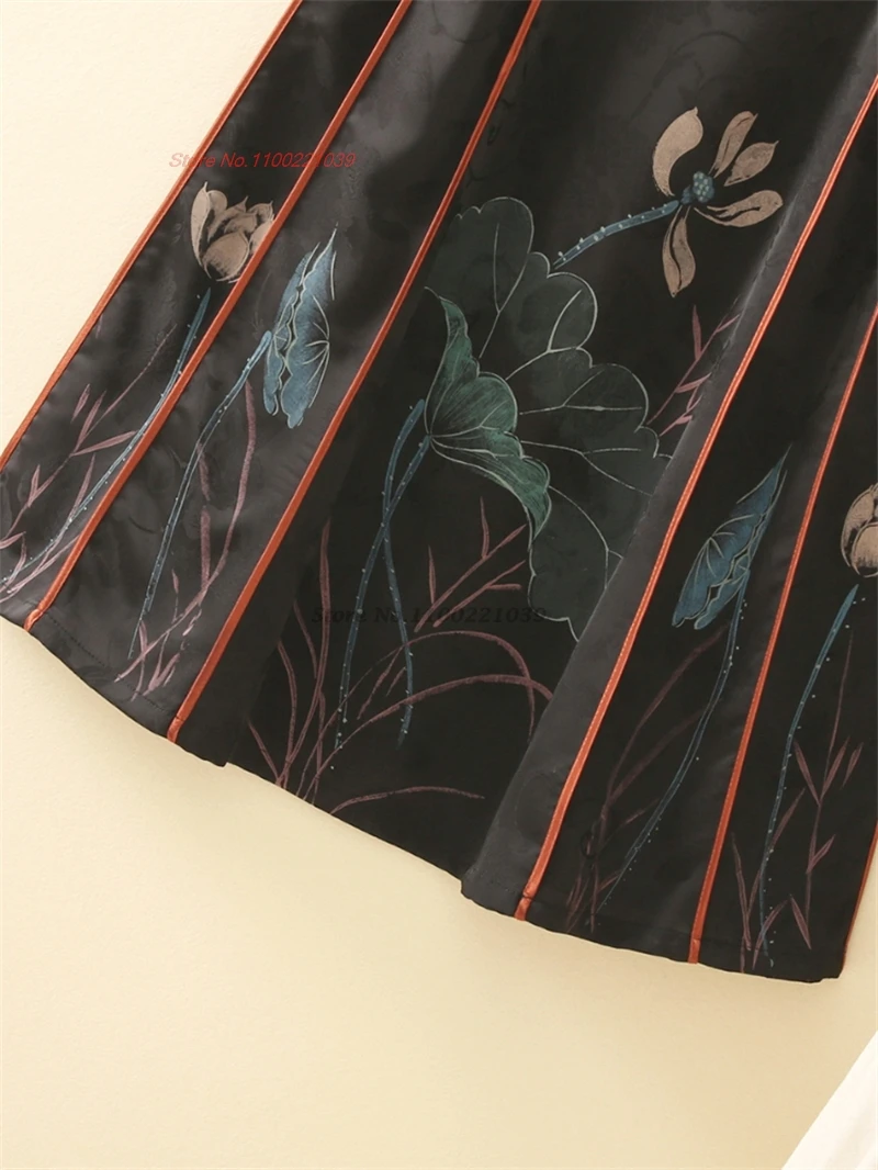 2024 традиционная китайская винтажная народная юбка атласная жаккардовая с