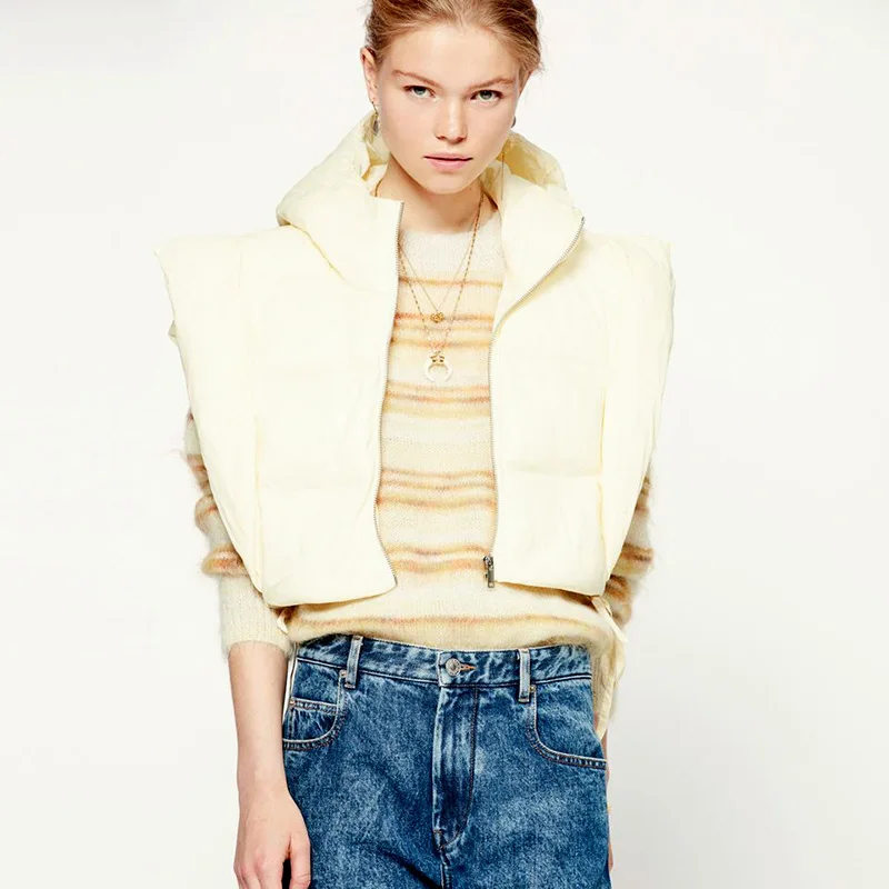 Women's Autumn New Hooded Side Leakage Sleeveless Straps 2021 Winter Short All-match Fashionable Bread Clothes Women Street Wear