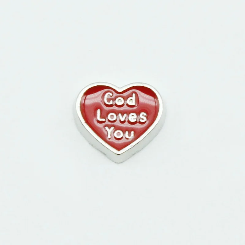 Оптовая продажа 20 шт. Плавающие Подвески в виде сердца с надписью God Love You