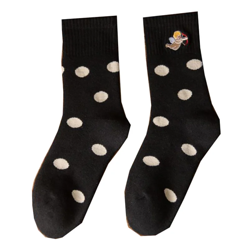 5 Pairs Wool Black Socks Women Fashion Embroidery Keep Warm Socks Set Street Cycling Windproof Female Chaussettes Socken Woman