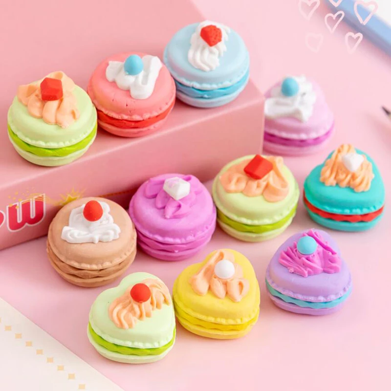 

6pcs/set Cute Macaron Erasers Kawaii Rubber Pencil Erasers Student Correction Tools Korean Stationery Kids Gifts Office Supplies