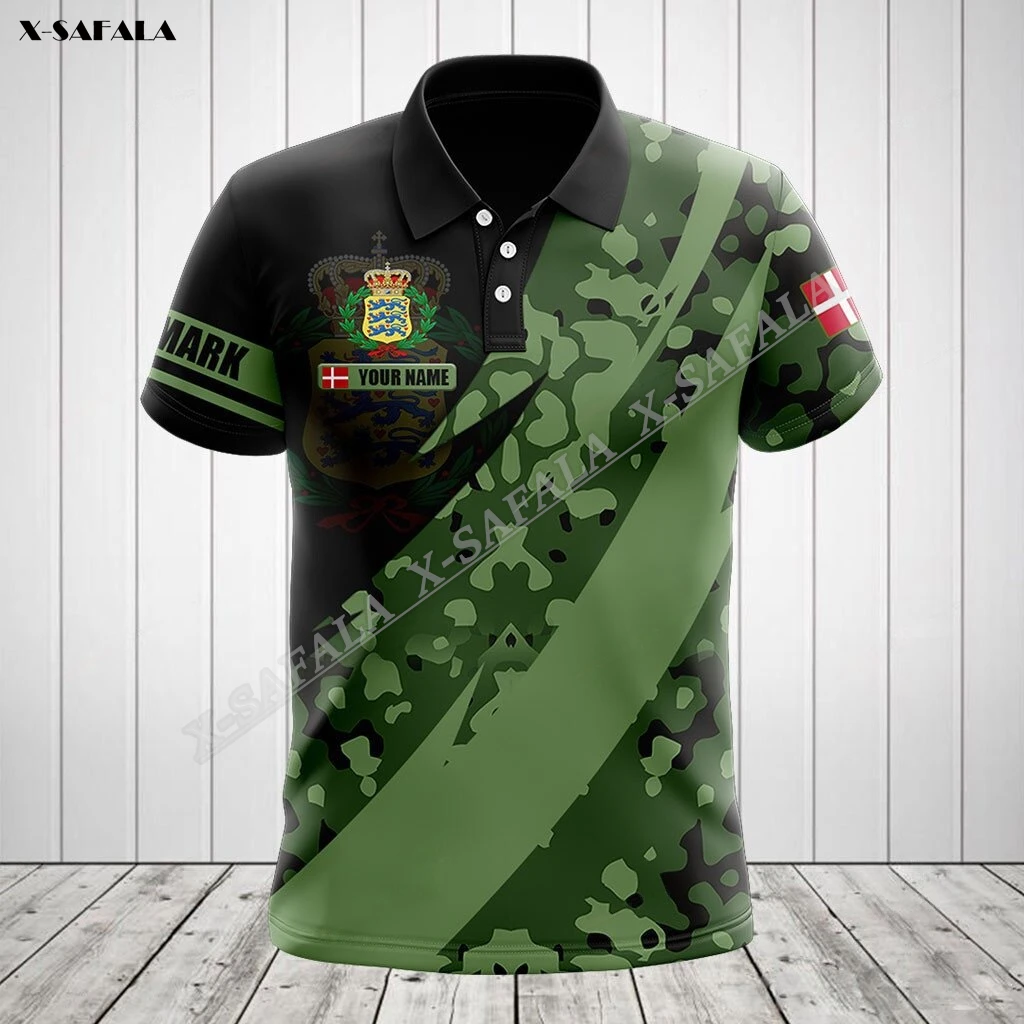 

Датская камуфляжная армейская футболка-поло с 3D-принтом флага, футболка для взрослых, короткий топ, Высококачественная дышащая термостойкая футболка