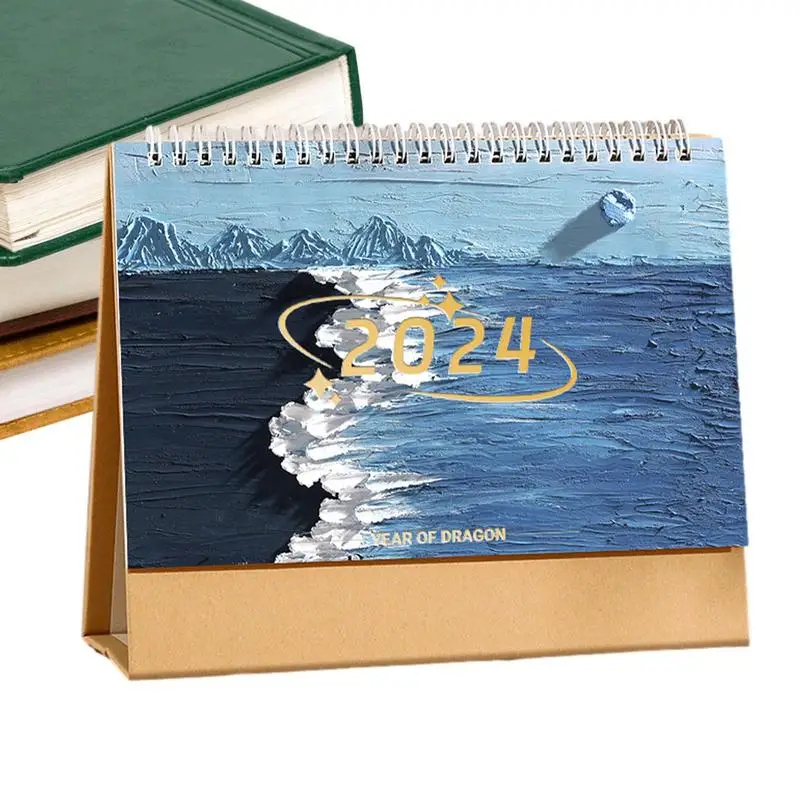 

Wirebound Desk Calendar Mini Desk Calendar With Oil Painting Design Wirebound Table Standup Monthly Scheduler Personal Home