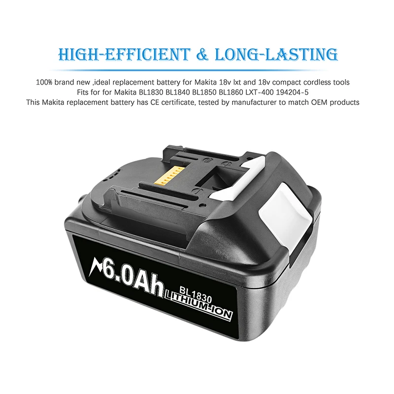 Аккумуляторная батарея BL1860 последнее обновление 18 В 6000 мА/ч литий-ионная для Makita