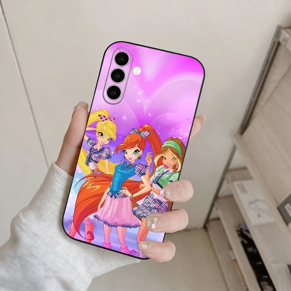 Фото Чехол для телефона W-Winx Clubs для Samsung Galaxy A73, A72, A71, A70, A53, A52, A51 и других моделей, мягкий черный чехол №5