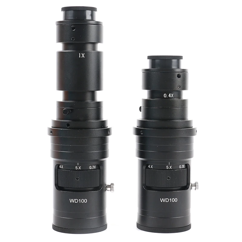 

200X 500X 180X 120X 300X Industry Adjustable Monocular Zoom C mount Lens with 0.35x 0.5x 1.0x 0.4x C Mount Adapter Eyepiece Lens