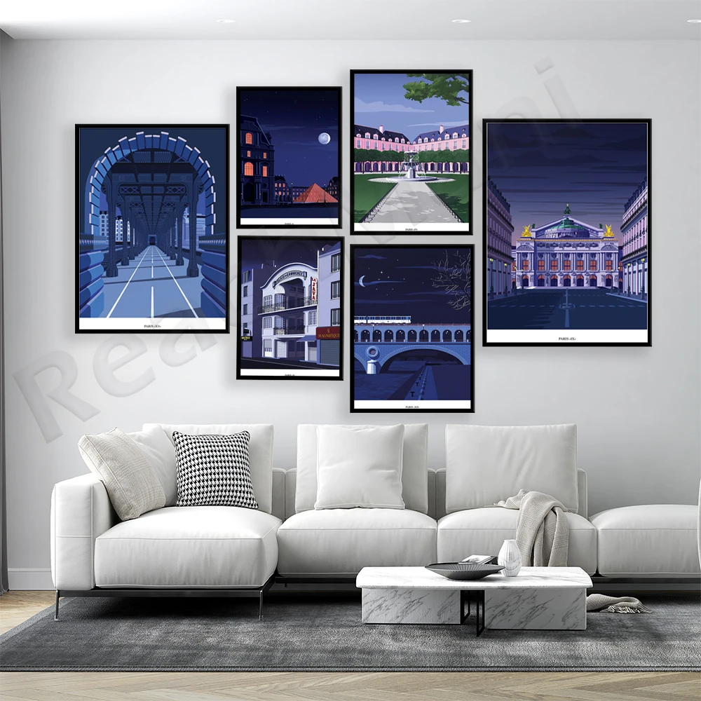 

Bordeaux Pierre Bridge, Notre Dame Cathedral, Java, Palais de Tokyo, Pagoda, Opera Garnier, Louvre Pyramid, Paris travel poster