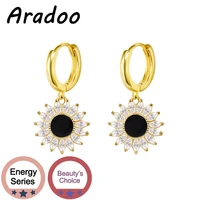 aradoo s925 silver sunflower diamond earrings creative 18k gold light luxury sun flower earrings women