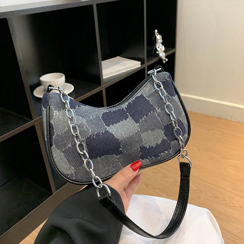 

Fashion Denim Handbag for Women 2022 Trendy Vintage Totes Bag Female Small Underarm Bags Casual Retro Mini Shoulder Bag