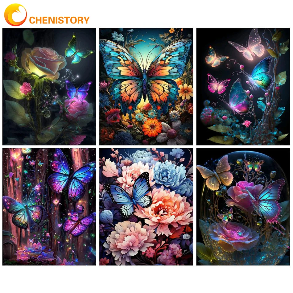 

CHENISTORY 60x75cm Diy Painting By Numbers Butterfly Kit Flower Wall Art Picture By Numbers Adults Coloring By Numbers Home Deco