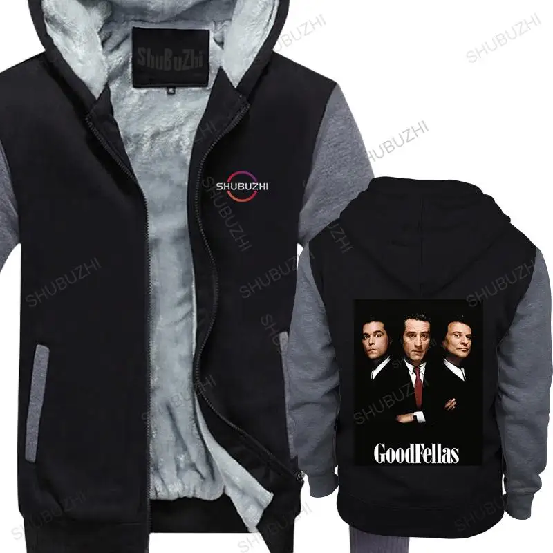 

man vintage style hoodies New Goodfellas Movie Poster Robert De Niro Men hooded zipper Hip Hop Homme sweatshirt Black Of White