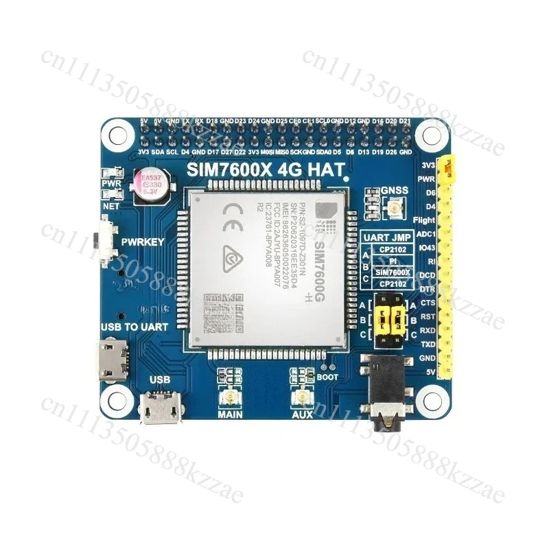 Фото SIM7600G-H 4G HAT для Raspberry Pi 5/4/3, высокоскоростной сотовый модуль LTE/3G/2G с GPS/GNSS, поддержка глобальных диапазонов частот №4