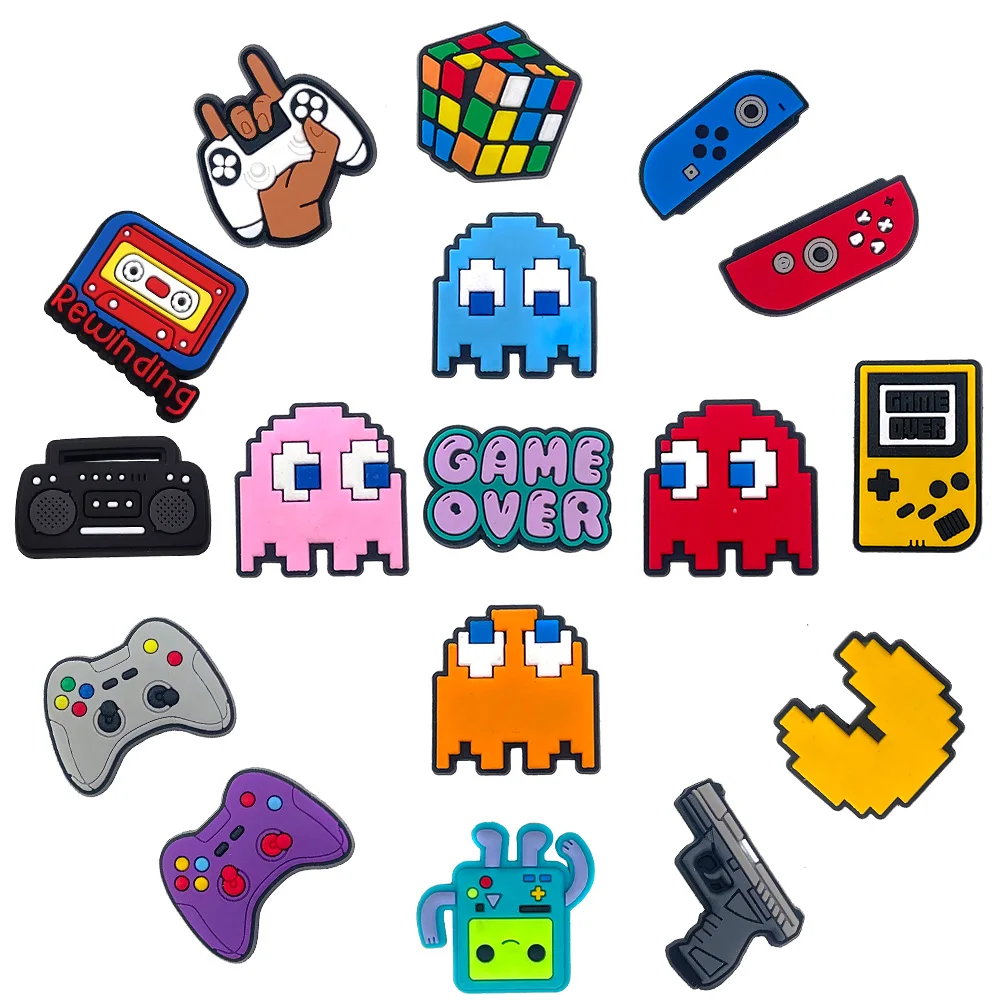 

Регулируемая мультяшная игровая консоль Hot Pixel, мужской геймпад, подвески для обуви, аксессуары для обуви Croc JIBZ, украшение для обуви, подарки ...