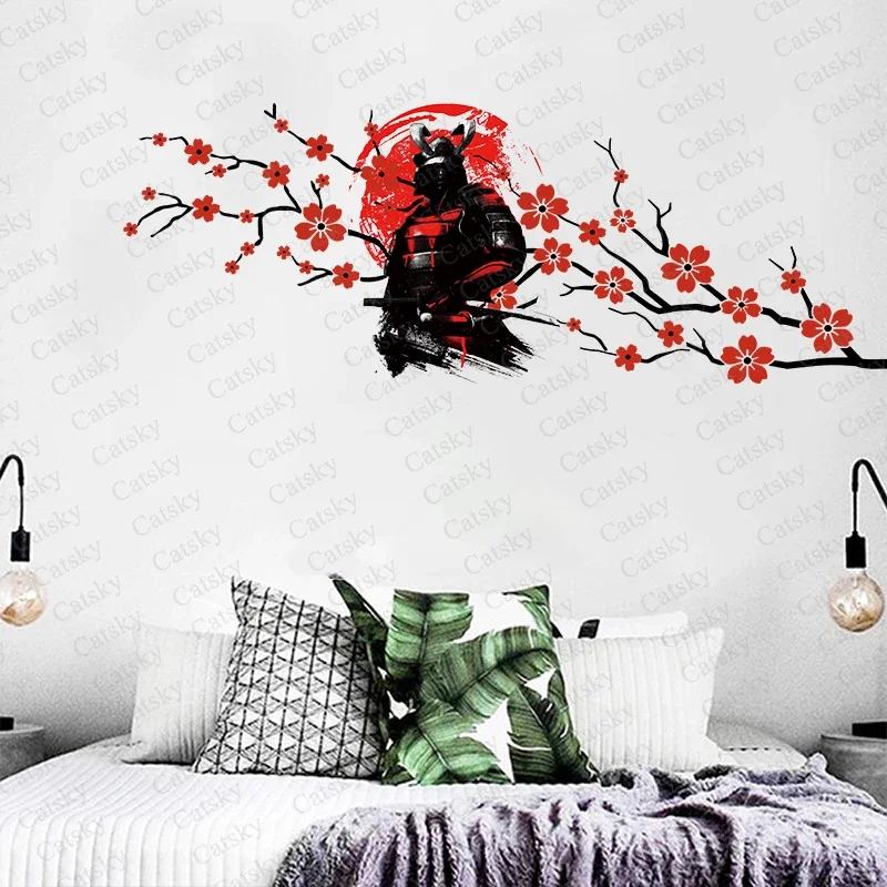 Наклейки на стену самурая Слива гейши для детской комнаты художественная