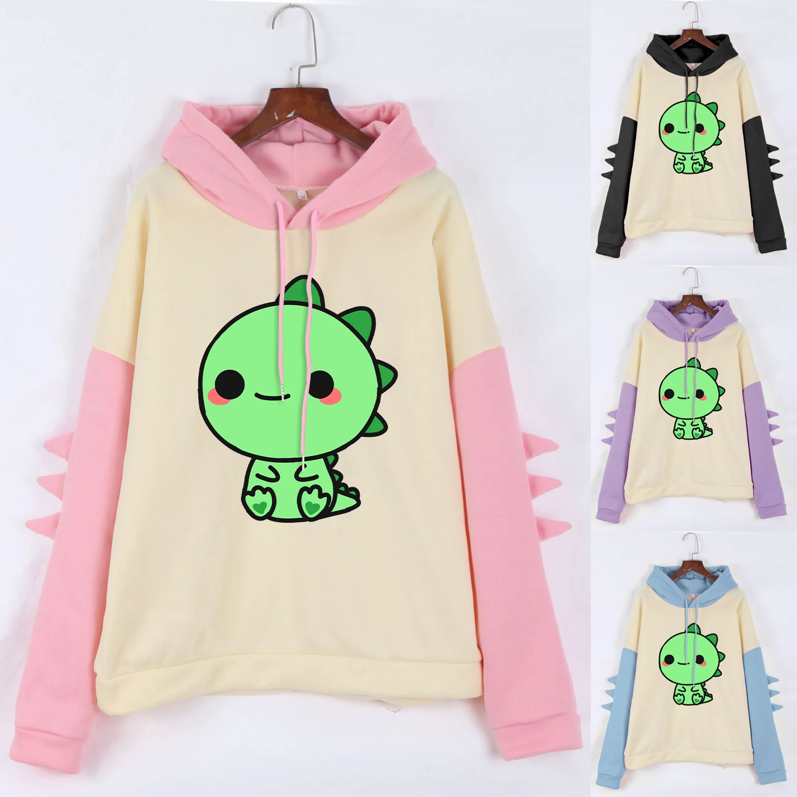 

Little Dinosaur Hooded Sweater Womens Casual Sweatshirt Pullover Tops Long Sleeve Pullover Long Sleeve Tunic Tops For Leggings