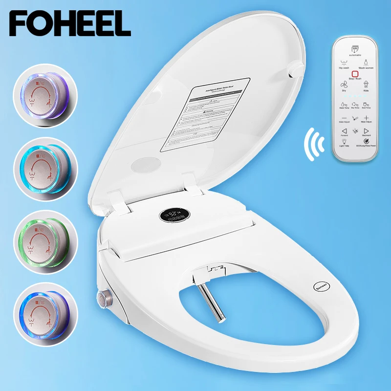 

FOHEEL электрическая крышка биде, умное биде с подогревом, сиденье для унитаза с ЖК-дисплеем, автоматический датчик открытия, сиденье для ванной комнаты, автоматическое