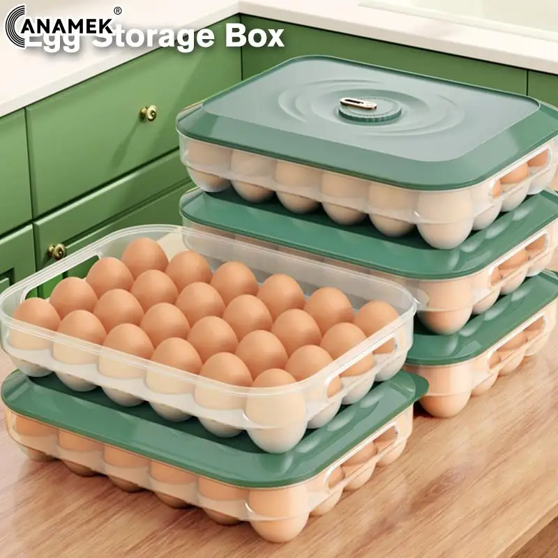 

24 Grid Egg Box Eggs Tray with Lid Drawer Fresh-keeping Case Holder Refrigerator Organizer Storage Box Kitchen Food Container